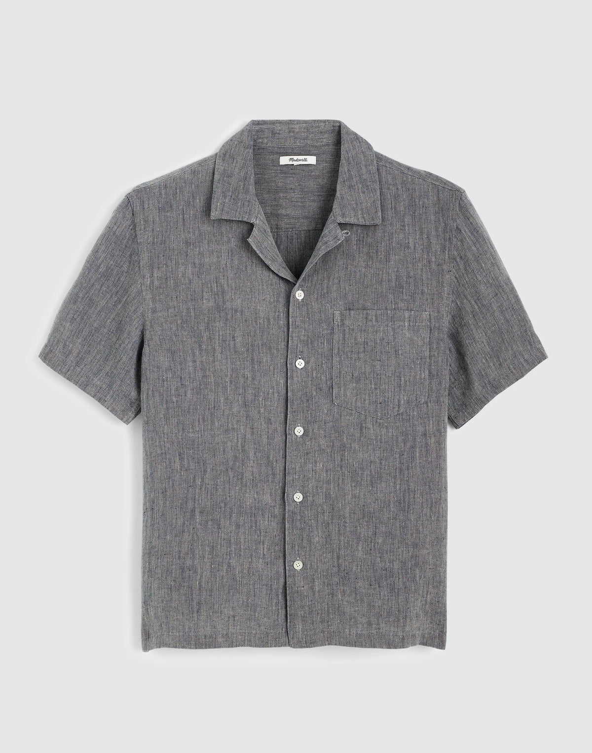 Short-Sleeve Camp Shirt in Linen Dark Chambray | Madewell