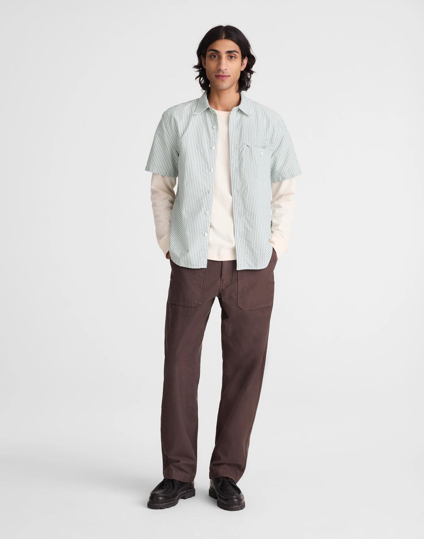 Short-Sleeve Single-Pocket Shirt in Allday Oxford Stripe | Madewell