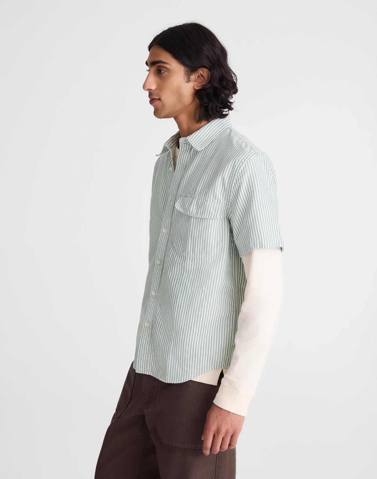 Short-Sleeve Single-Pocket Shirt in Allday Oxford Stripe | Madewell