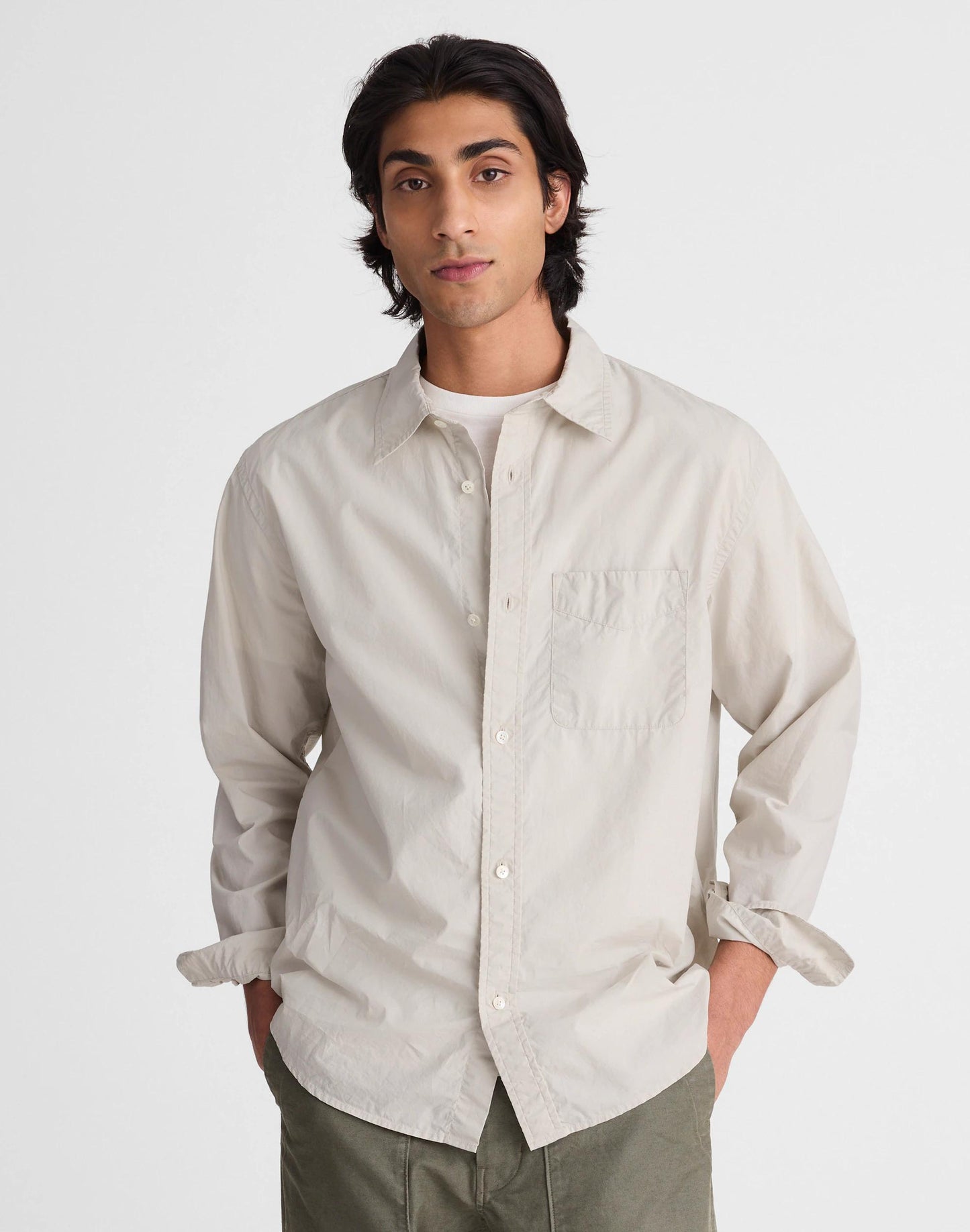 Button-Up Shirt in Crisp Poplin Steel | Madewell