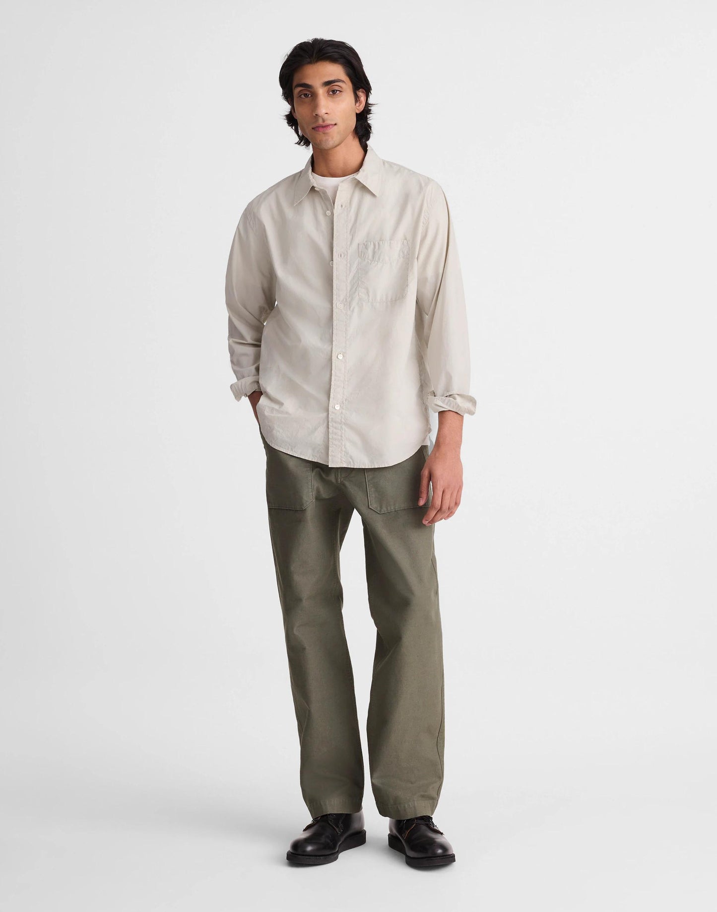 Button-Up Shirt in Crisp Poplin Steel | Madewell