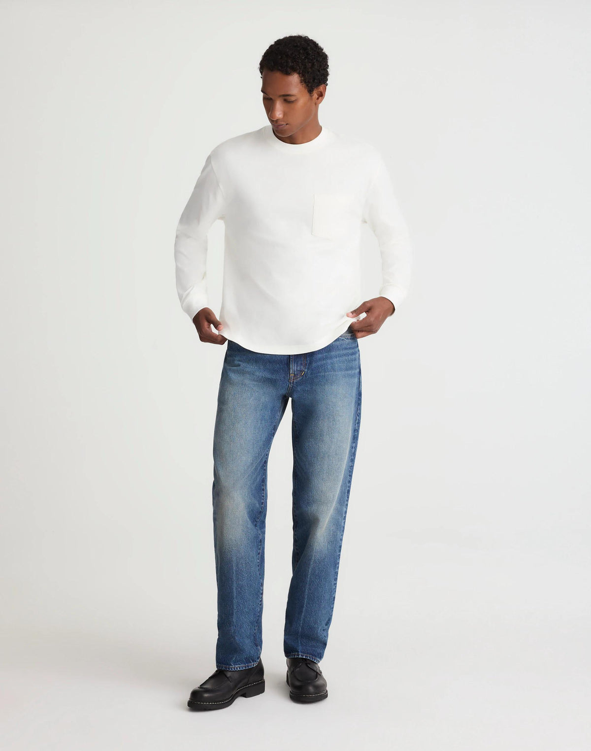 The Long-Sleeve Vintage Pocket Tee Soft White | Madewell