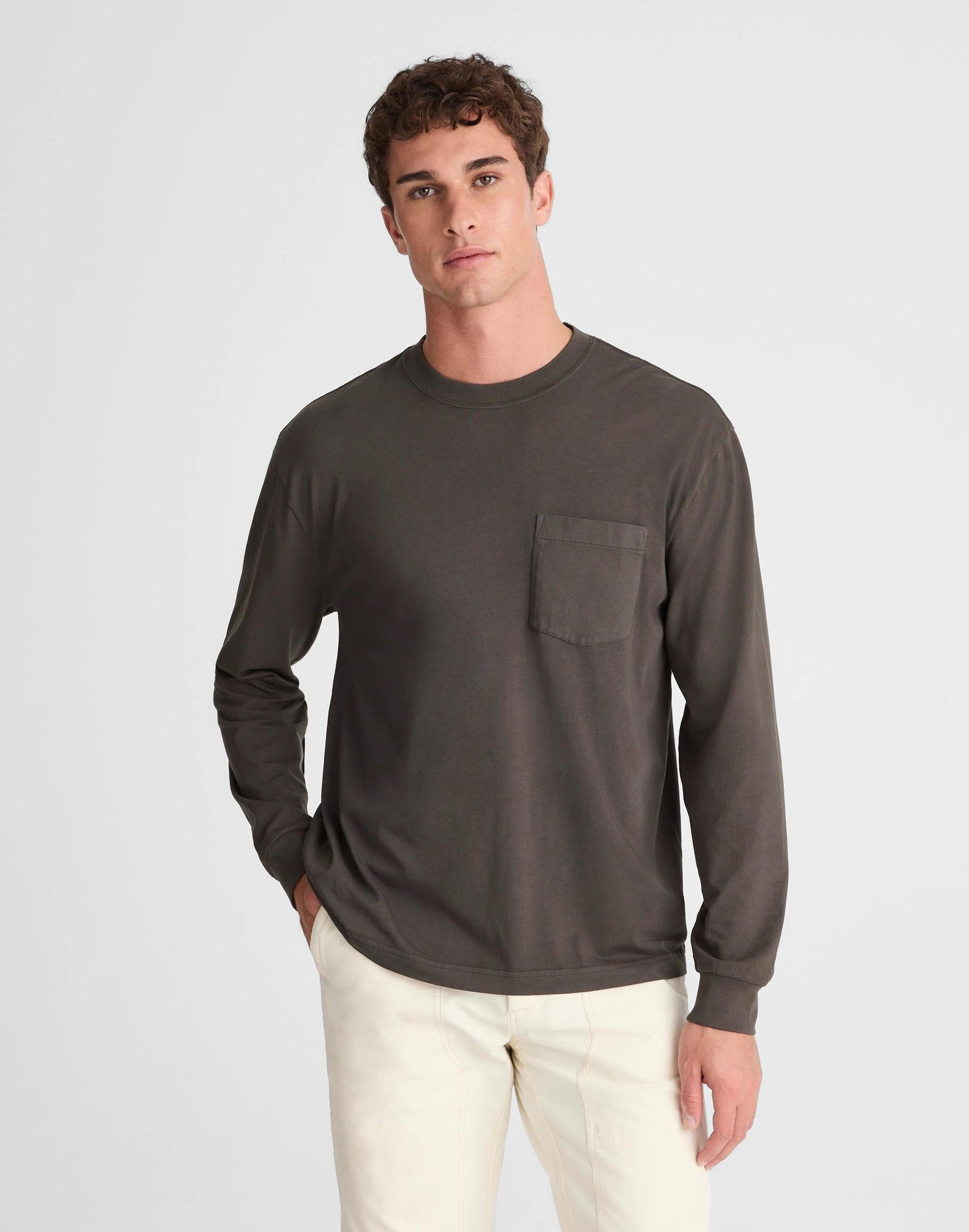 The Long-Sleeve Vintage Pocket Tee Almost Black | Madewell