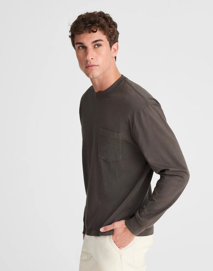 The Long-Sleeve Vintage Pocket Tee Almost Black | Madewell