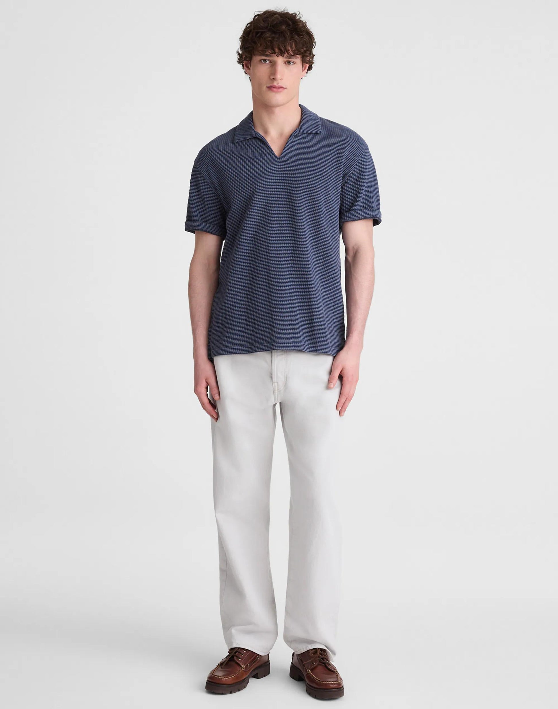 Skipper Polo in Jacquard Heirloom Blue Overdye Stripe | Madewell