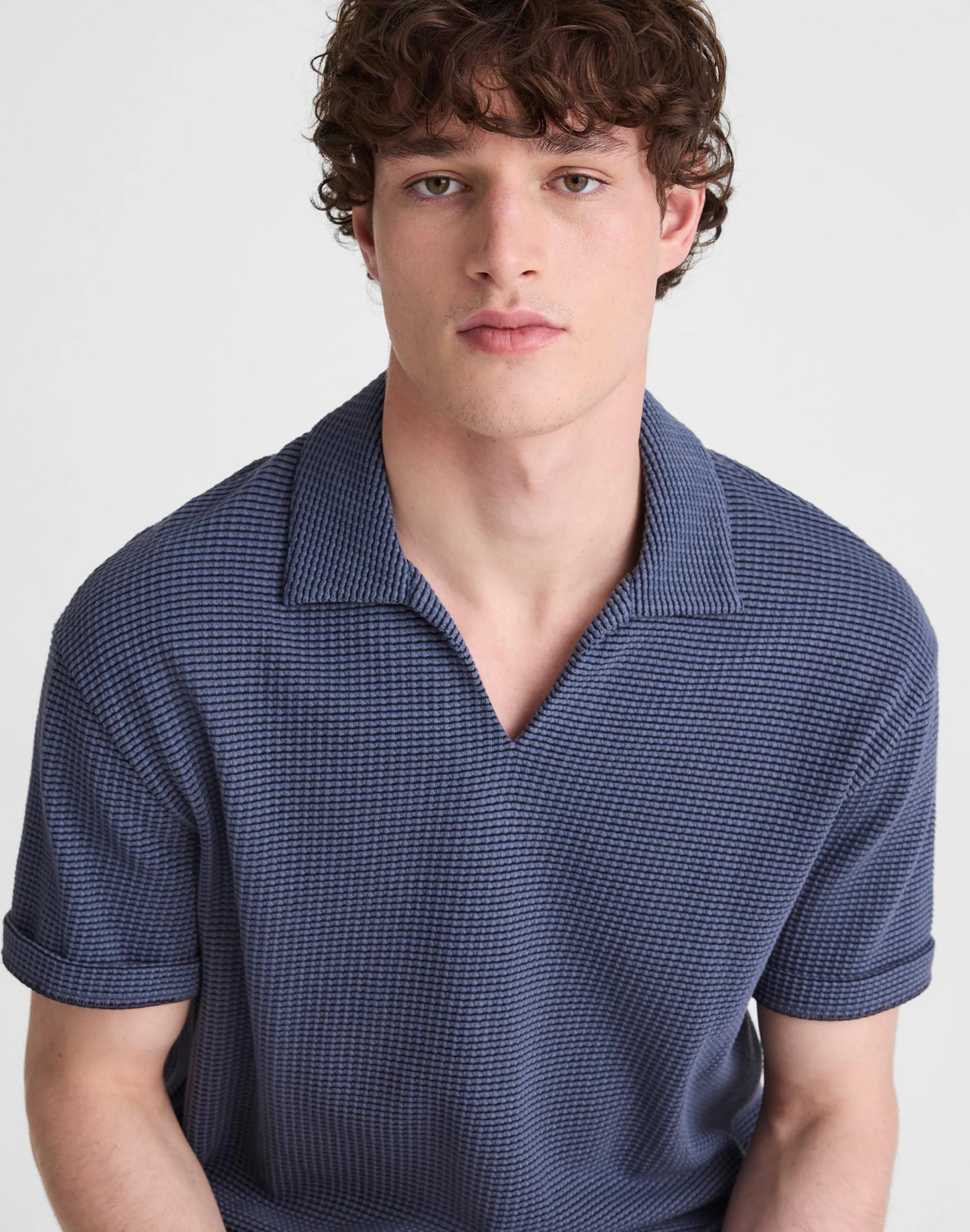 Skipper Polo in Jacquard Heirloom Blue Overdye Stripe | Madewell
