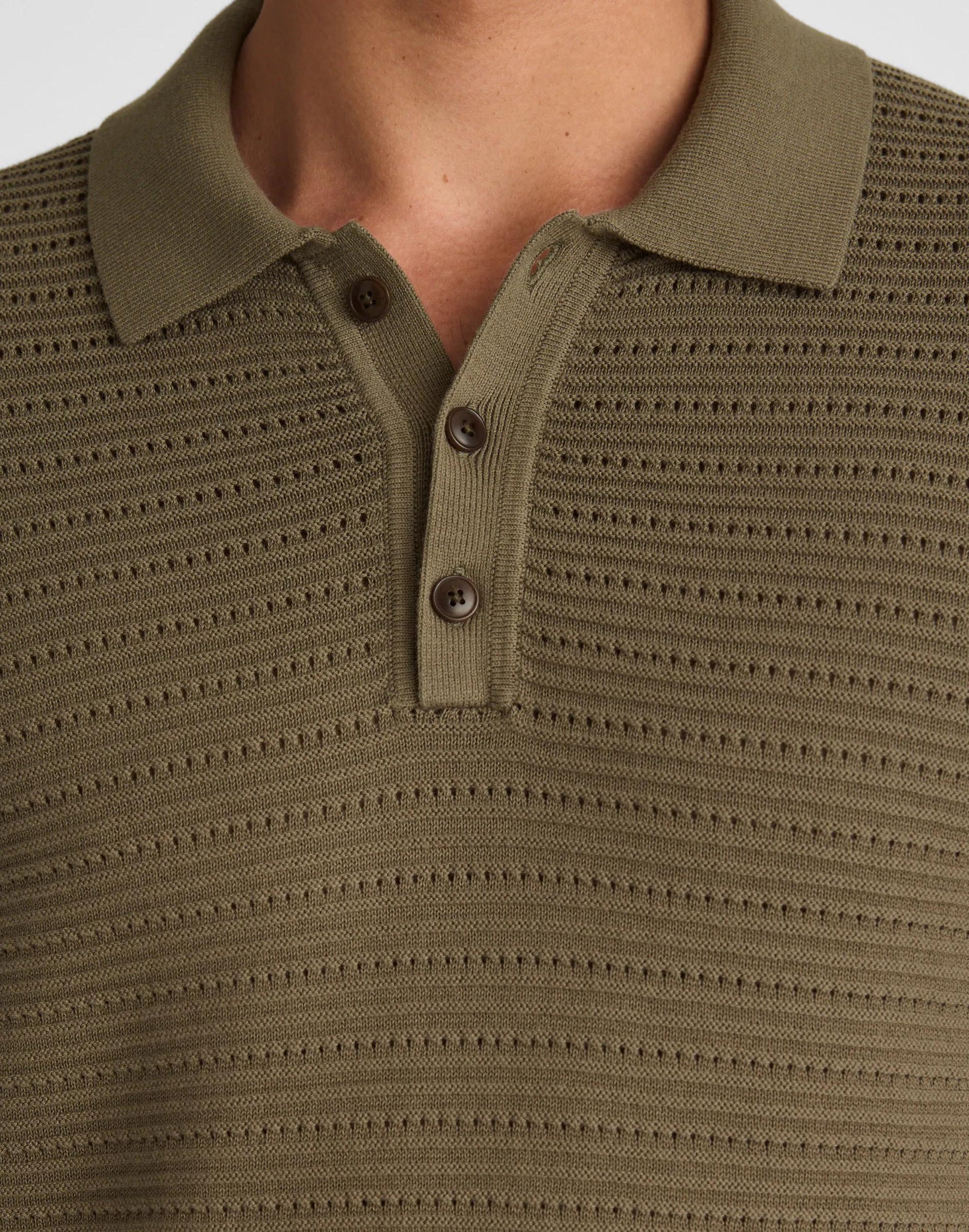 Textured Open-Stitch Polo Olive Stone | Madewell