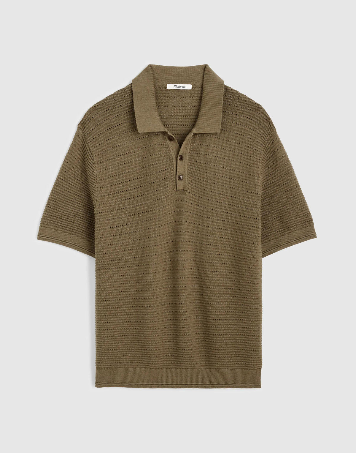 Textured Open-Stitch Polo Olive Stone | Madewell
