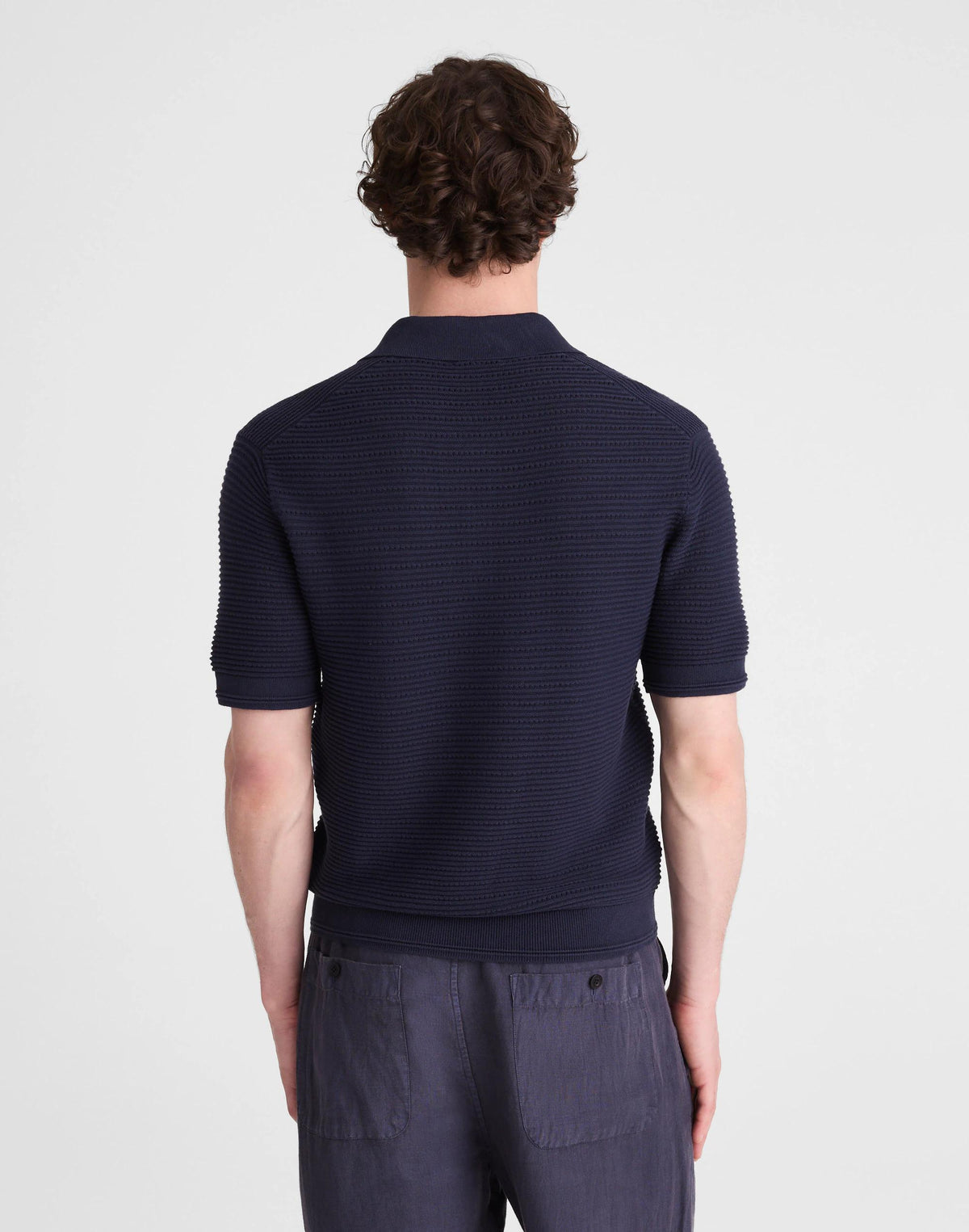 Textured Open-Stitch Polo Ink | Madewell