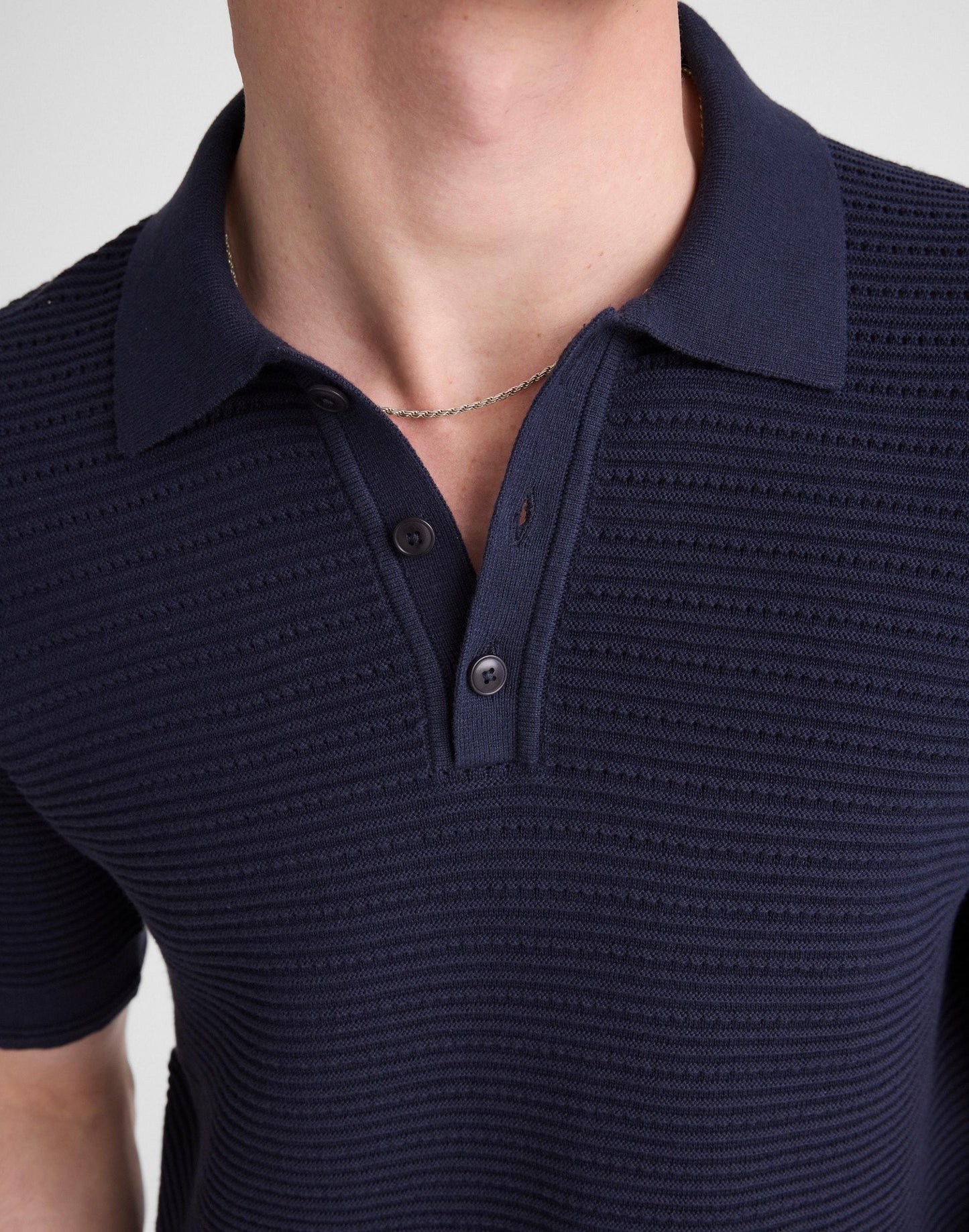 Textured Open-Stitch Polo Ink | Madewell