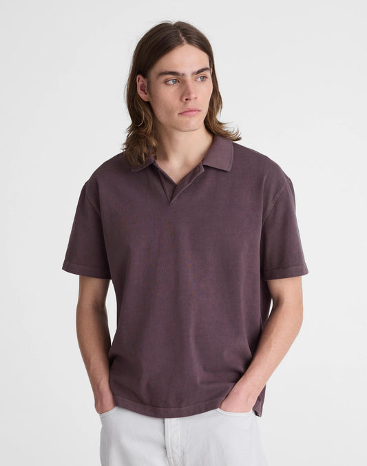 Short-Sleeve Compact-Knit Polo Rum Raisin | Madewell