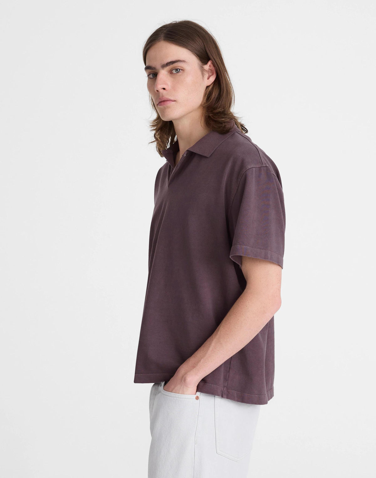 Short-Sleeve Compact-Knit Polo Rum Raisin | Madewell