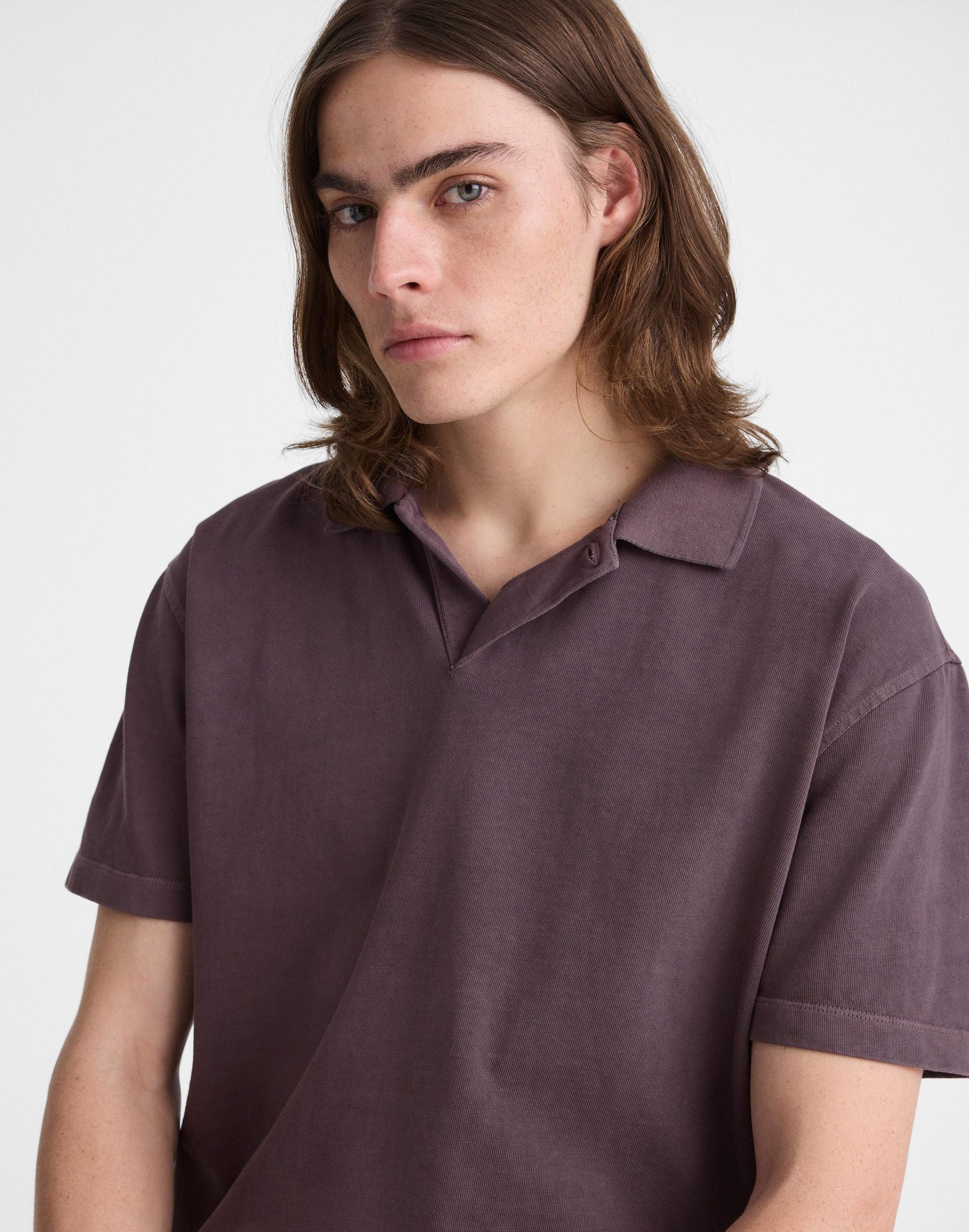 Short-Sleeve Compact-Knit Polo Rum Raisin | Madewell