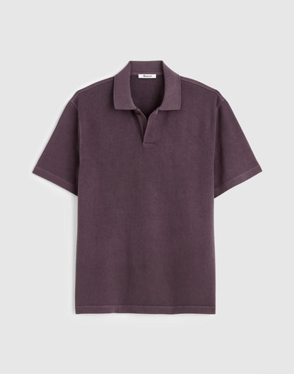 Short-Sleeve Compact-Knit Polo Rum Raisin | Madewell