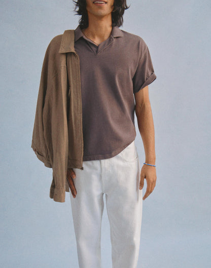 Short-Sleeve Compact-Knit Polo Rum Raisin | Madewell