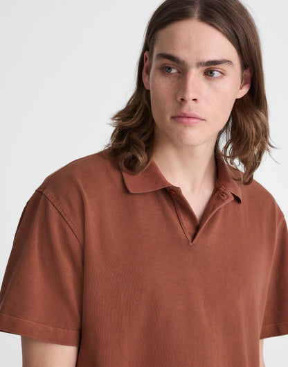 Short-Sleeve Compact-Knit Polo Cinnamon Stick | Madewell