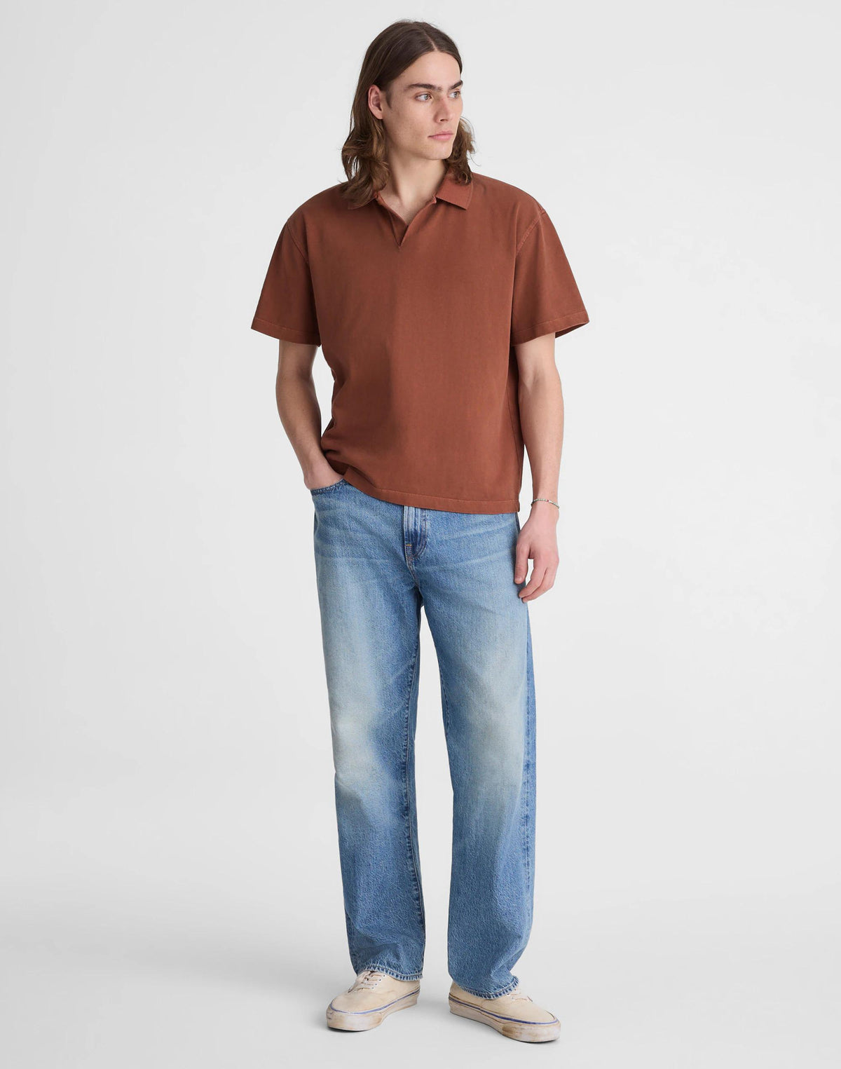 Short-Sleeve Compact-Knit Polo Cinnamon Stick | Madewell