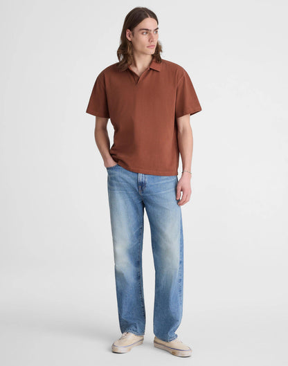 Short-Sleeve Compact-Knit Polo Cinnamon Stick | Madewell