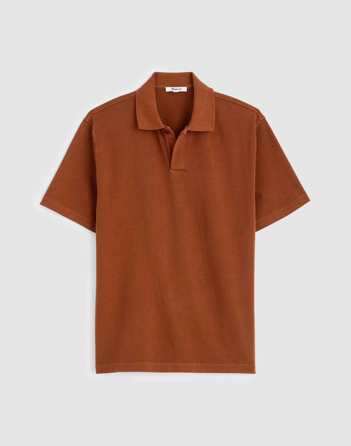 Short-Sleeve Compact-Knit Polo Cinnamon Stick | Madewell