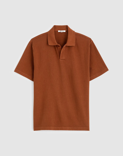 Short-Sleeve Compact-Knit Polo Cinnamon Stick | Madewell