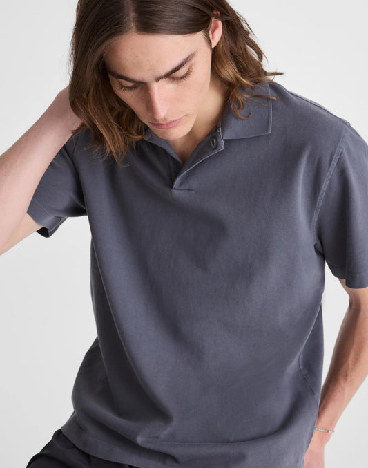 Short-Sleeve Compact-Knit Polo Heirloom Blue | Madewell