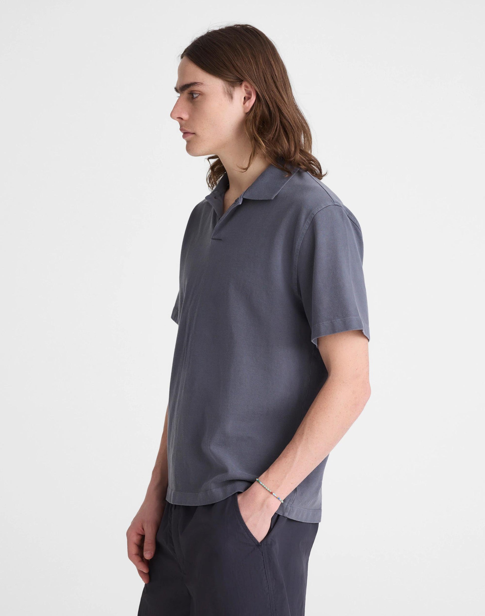Short-Sleeve Compact-Knit Polo Heirloom Blue | Madewell