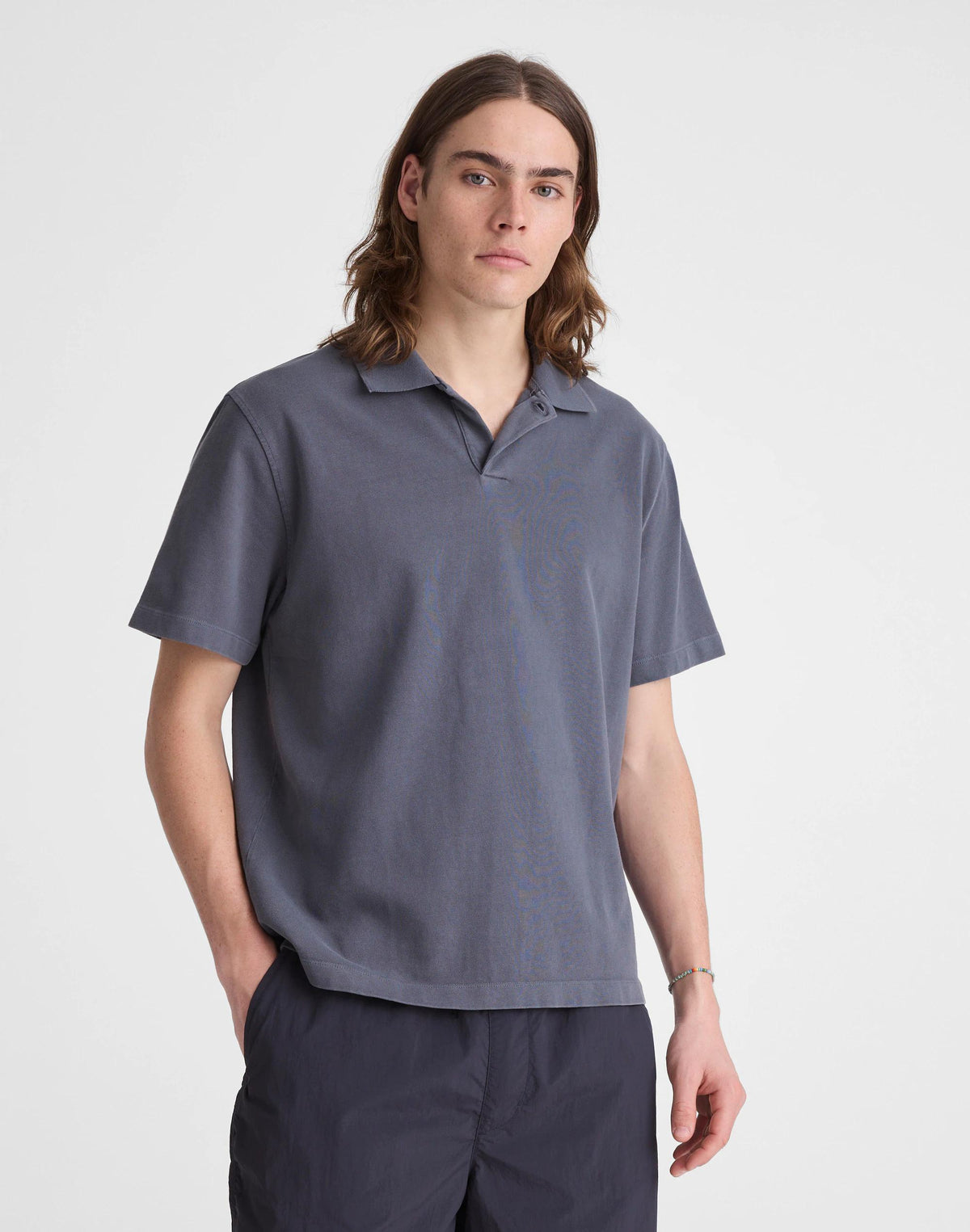 Short-Sleeve Compact-Knit Polo Heirloom Blue | Madewell