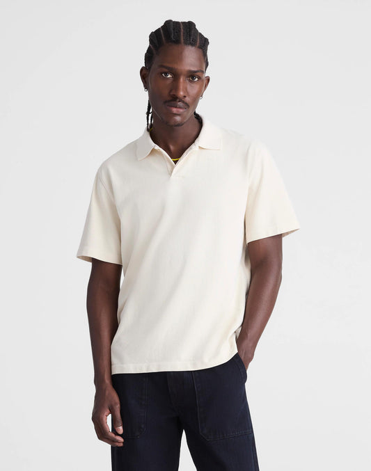 Short-Sleeve Compact-Knit Polo Parchment | Madewell