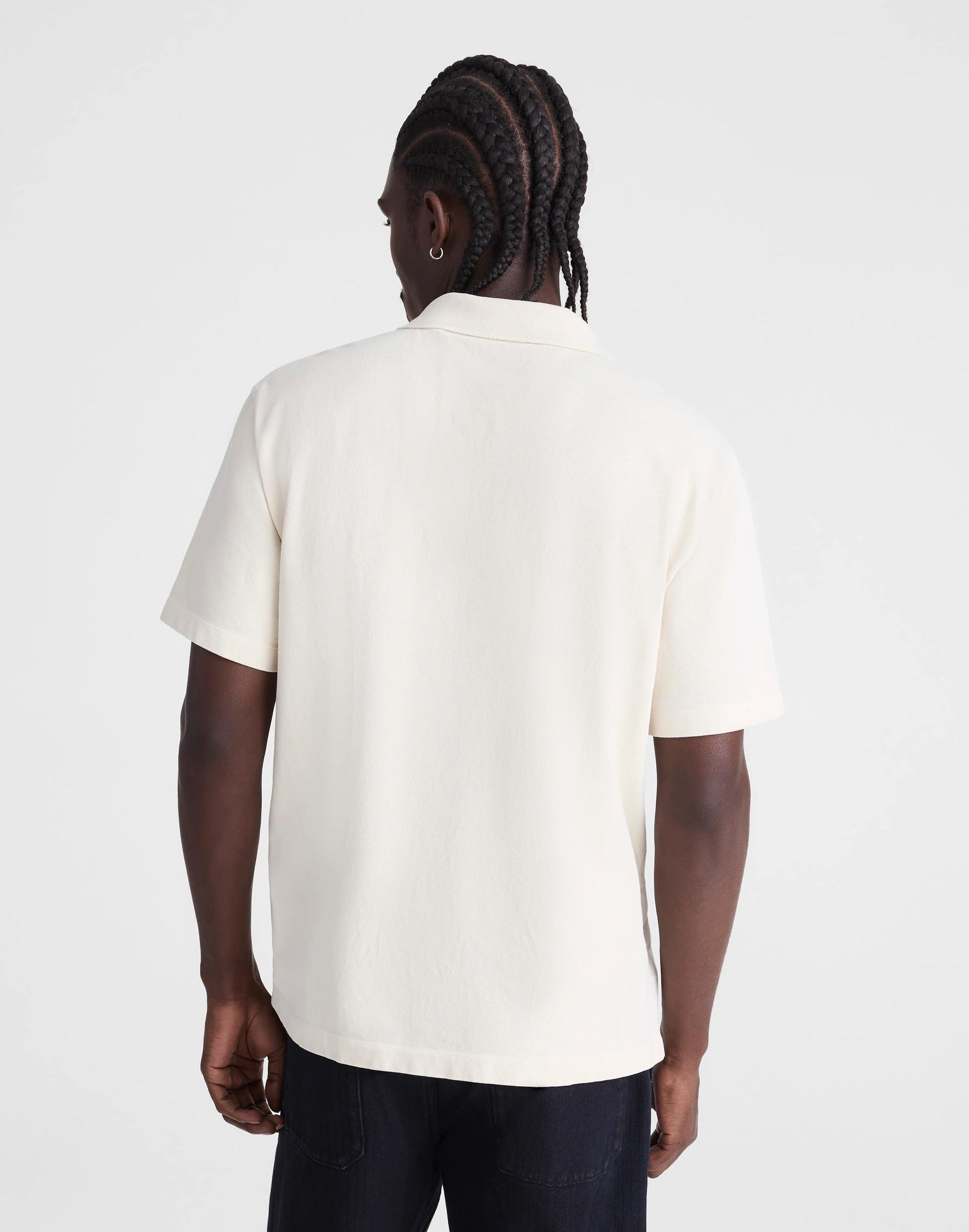Short-Sleeve Compact-Knit Polo Parchment | Madewell
