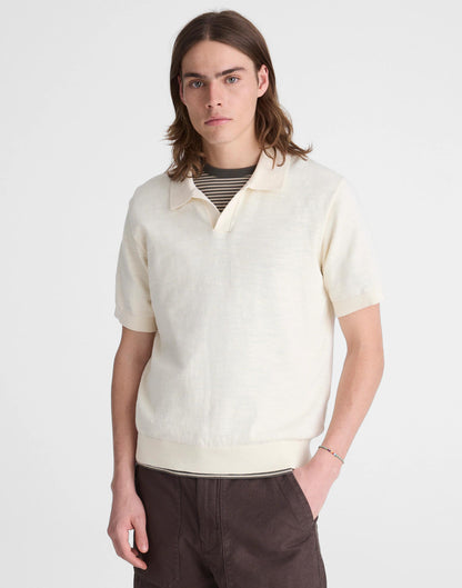 Johnny-Collar Sweater Polo in Slub Knit Cotton Antique Cream | Madewell