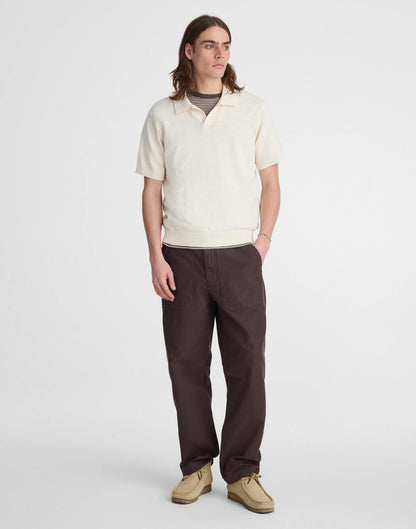 Johnny-Collar Sweater Polo in Slub Knit Cotton Antique Cream | Madewell