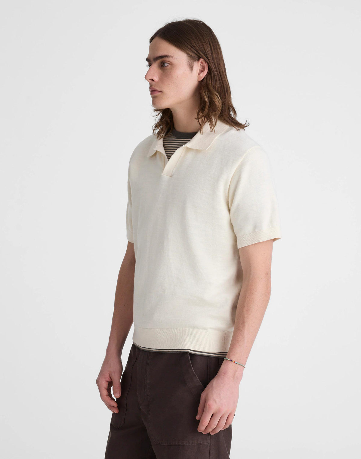 Johnny-Collar Sweater Polo in Slub Knit Cotton Antique Cream | Madewell