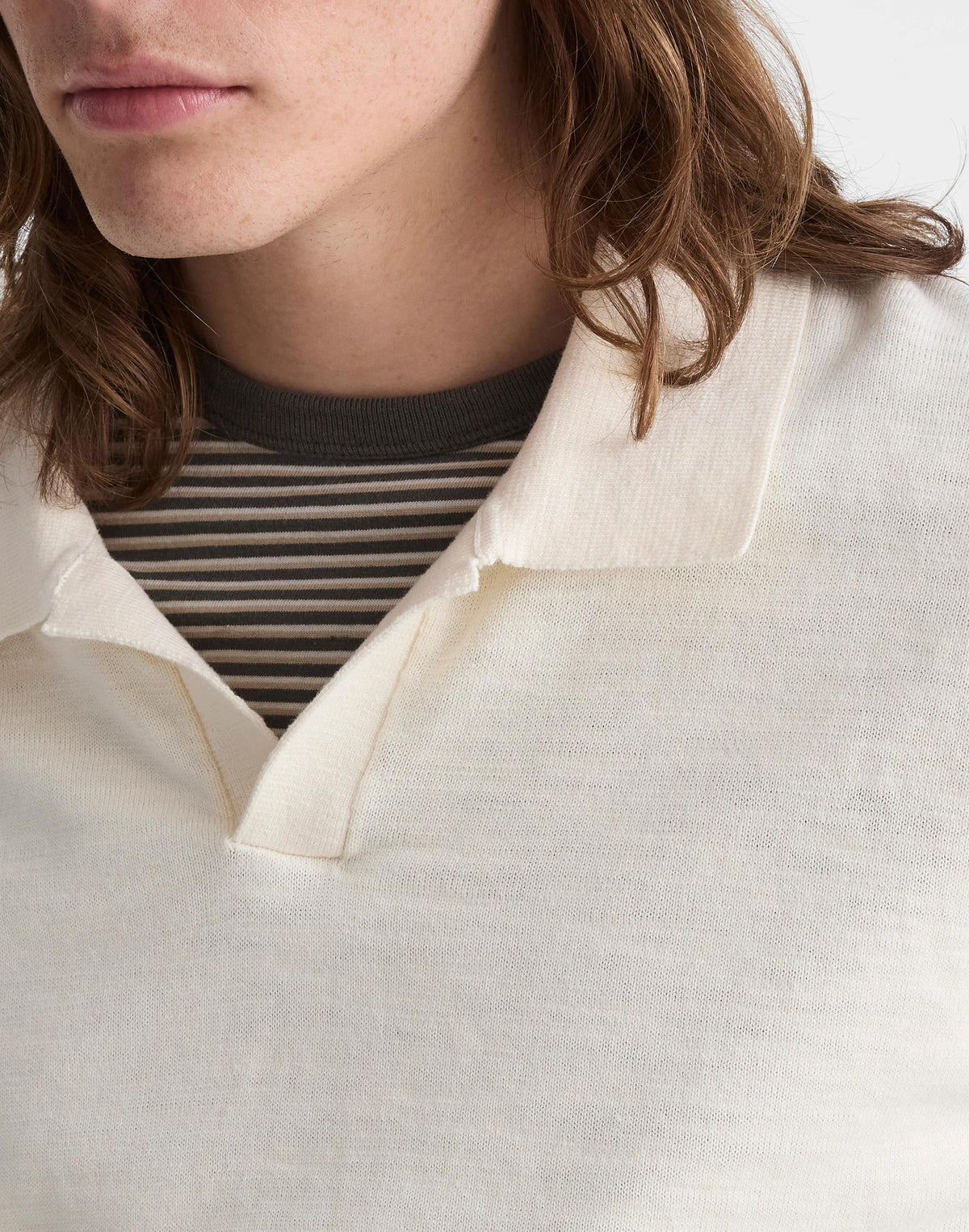 Johnny-Collar Sweater Polo in Slub Knit Cotton Antique Cream | Madewell