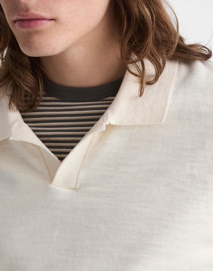 Johnny-Collar Sweater Polo in Slub Knit Cotton Antique Cream | Madewell