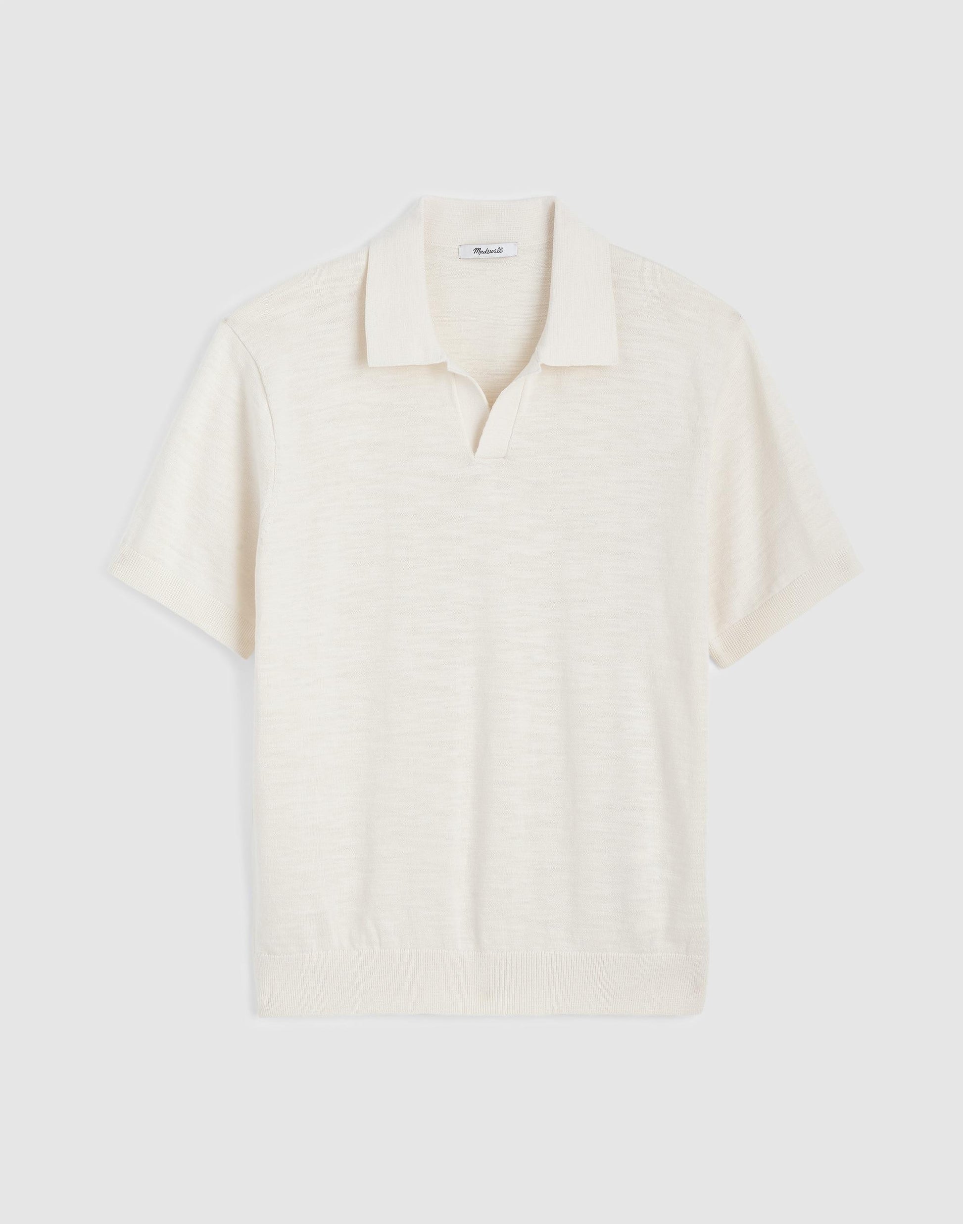 Johnny-Collar Sweater Polo in Slub Knit Cotton Antique Cream | Madewell