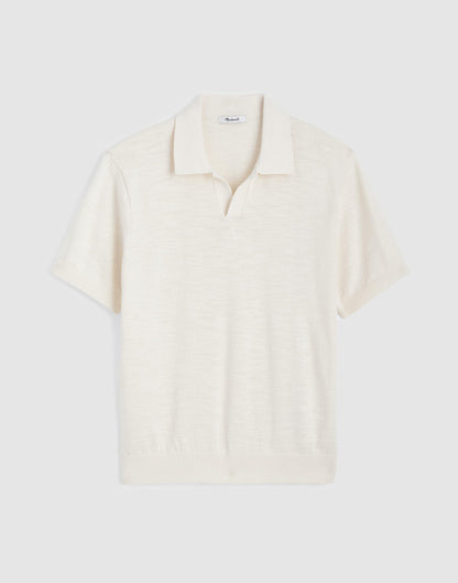 Johnny-Collar Sweater Polo in Slub Knit Cotton Antique Cream | Madewell