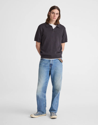 Johnny-Collar Sweater Polo in Slub Knit Cotton Coal | Madewell