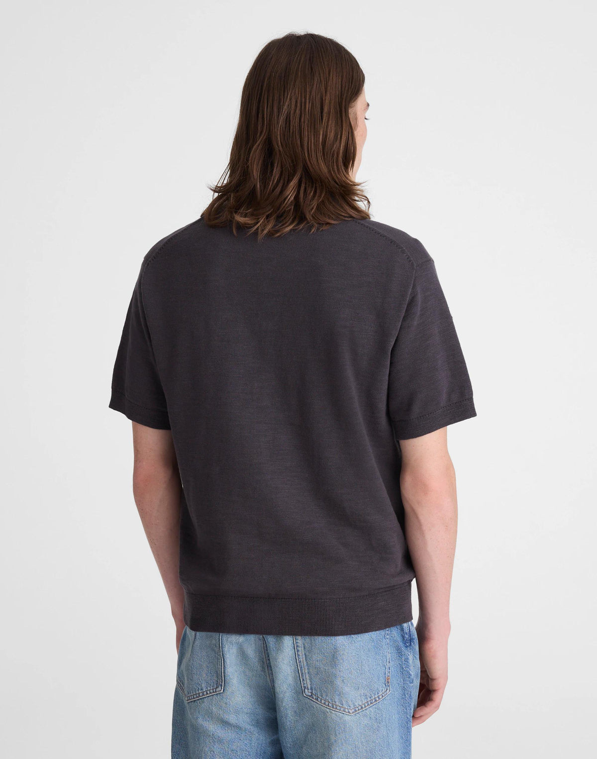 Johnny-Collar Sweater Polo in Slub Knit Cotton Coal | Madewell