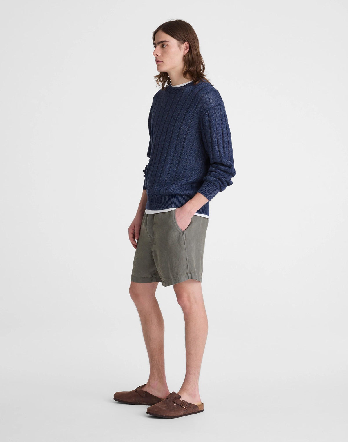 Pull-On Shorts in Linen Stormy Spruce | Madewell
