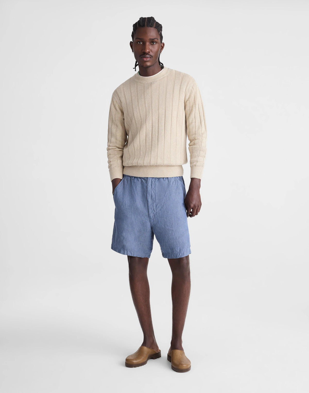 Pull-On Shorts in Linen Light Chambray | Madewell