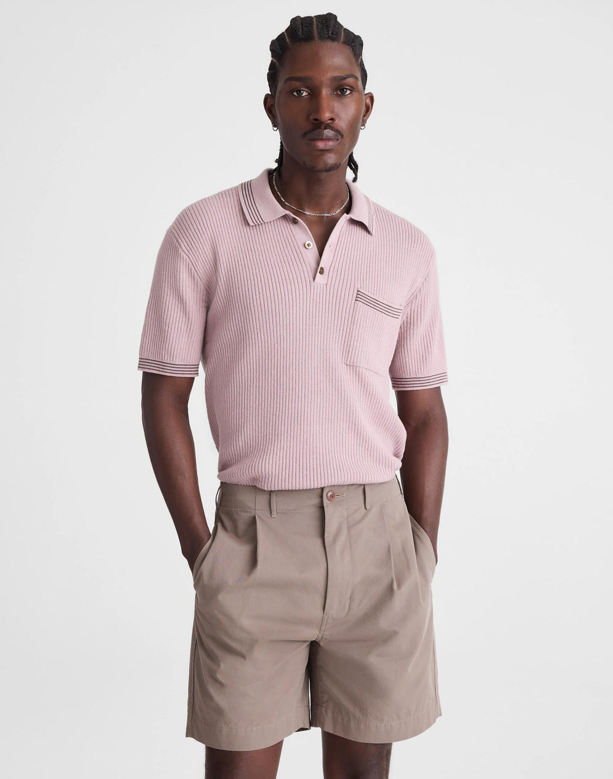 Pleated Chino Shorts in Uniform Twill Dark Driftwood | Madewell