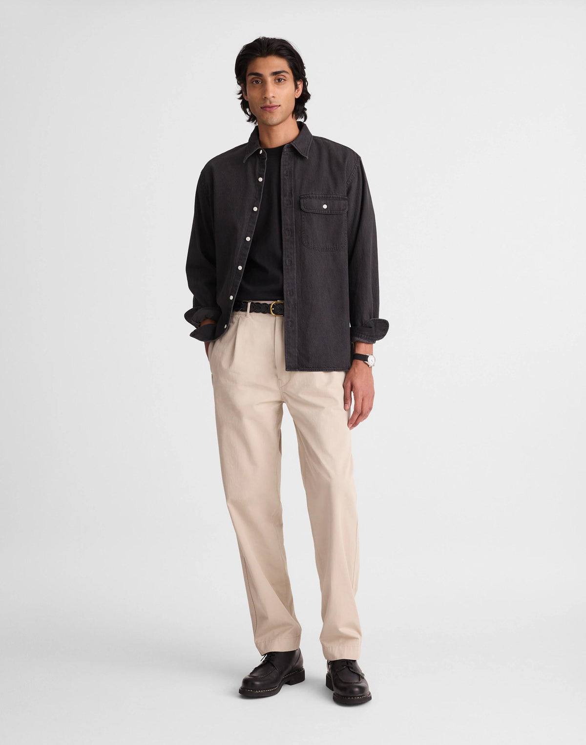 Pleated Chino Pants in Uniform Twill Toasted Cashew | Madewell