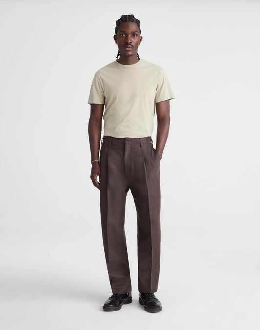 Double-Pleated Trousers in Linen-Cotton Blend Dark Brown | Madewell
