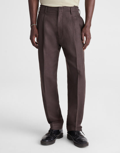 Double-Pleated Trousers in Linen-Cotton Blend Dark Brown | Madewell