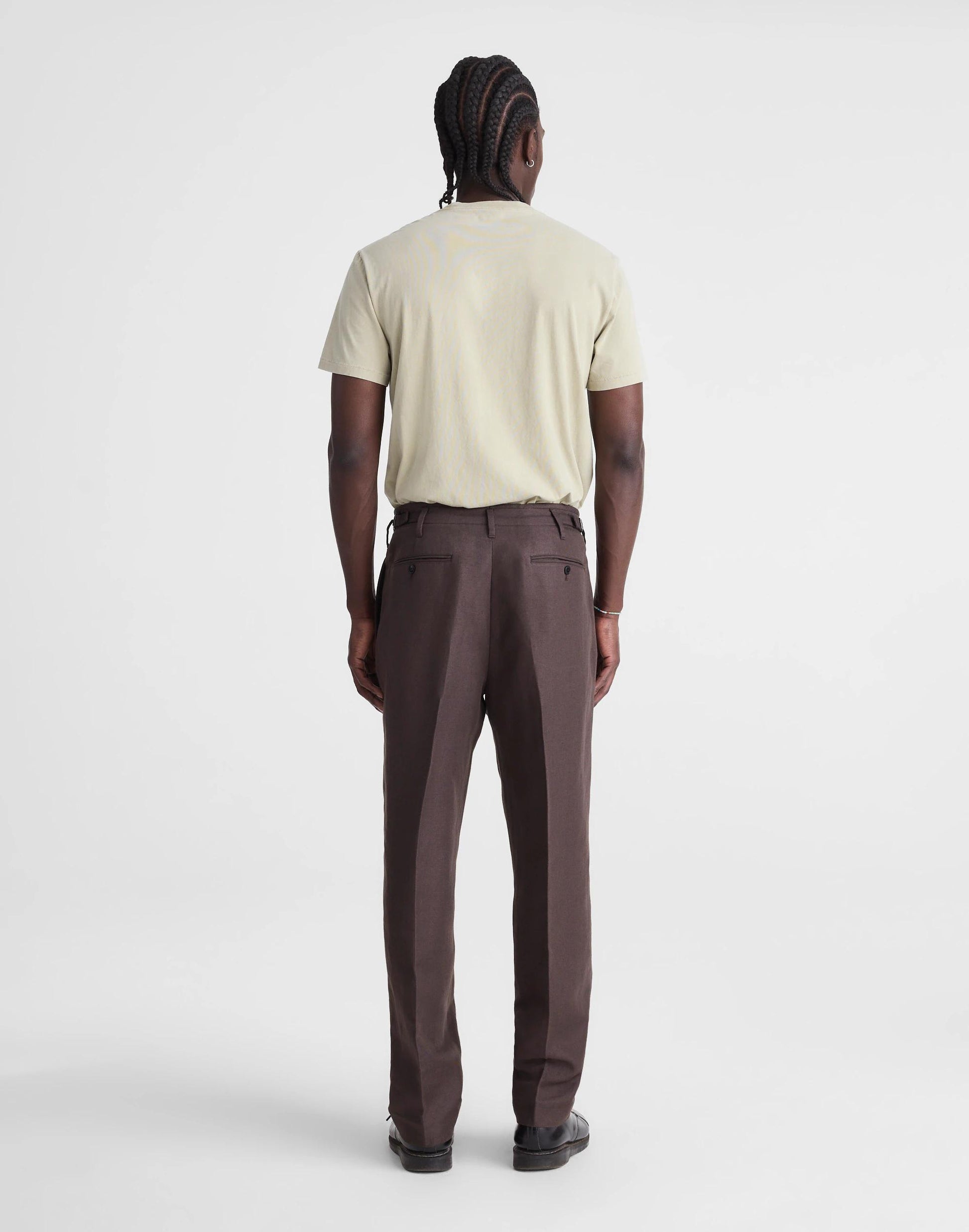 Double-Pleated Trousers in Linen-Cotton Blend Dark Brown | Madewell