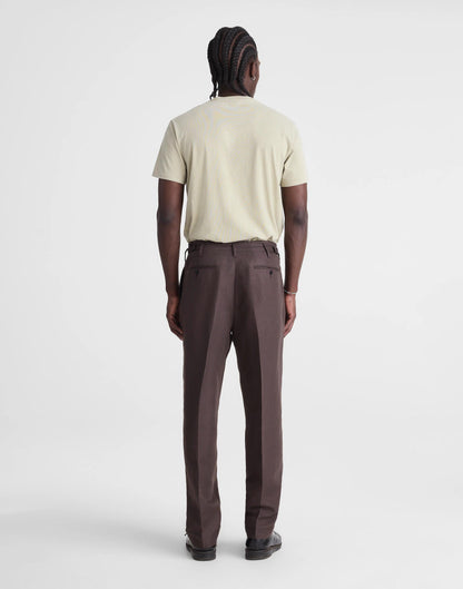 Double-Pleated Trousers in Linen-Cotton Blend Dark Brown | Madewell
