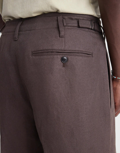 Double-Pleated Trousers in Linen-Cotton Blend Dark Brown | Madewell