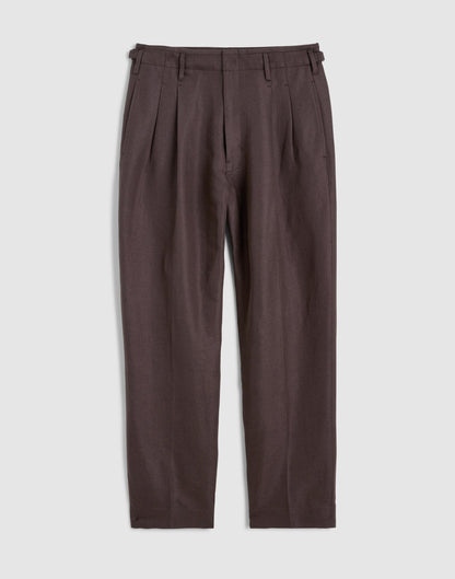 Double-Pleated Trousers in Linen-Cotton Blend Dark Brown | Madewell