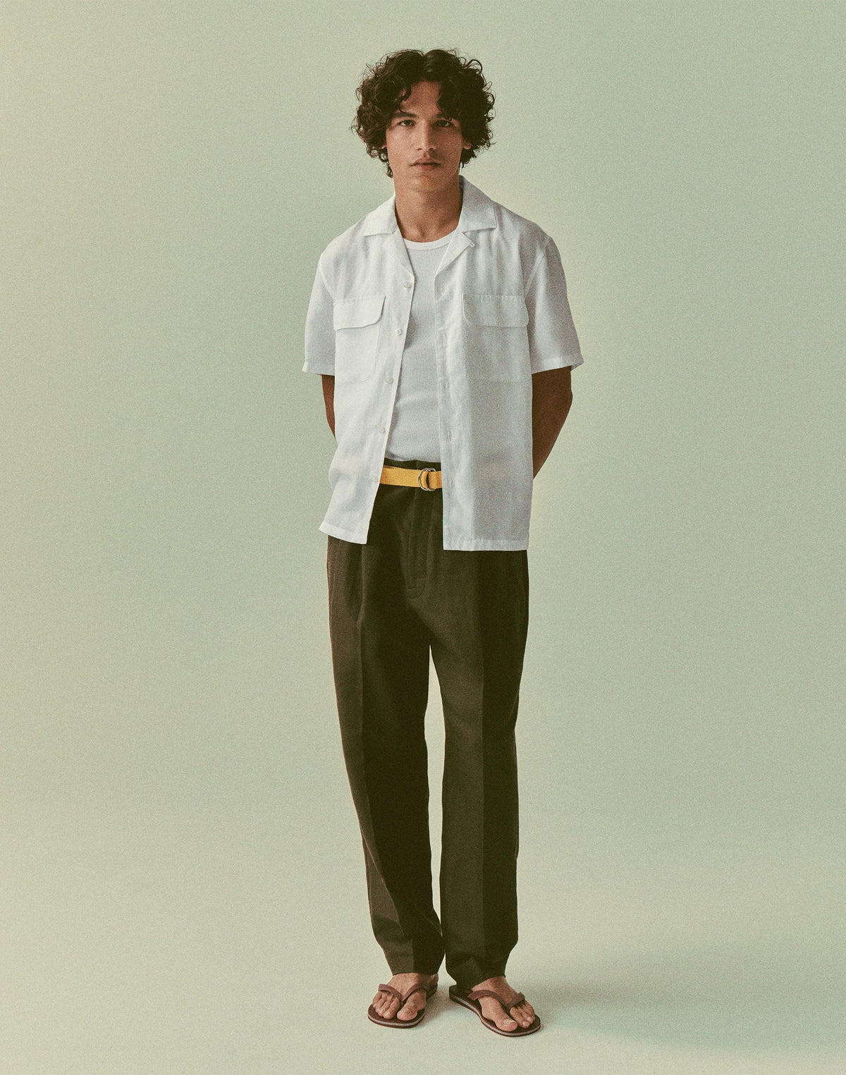 Double-Pleated Trousers in Linen-Cotton Blend Dark Brown | Madewell