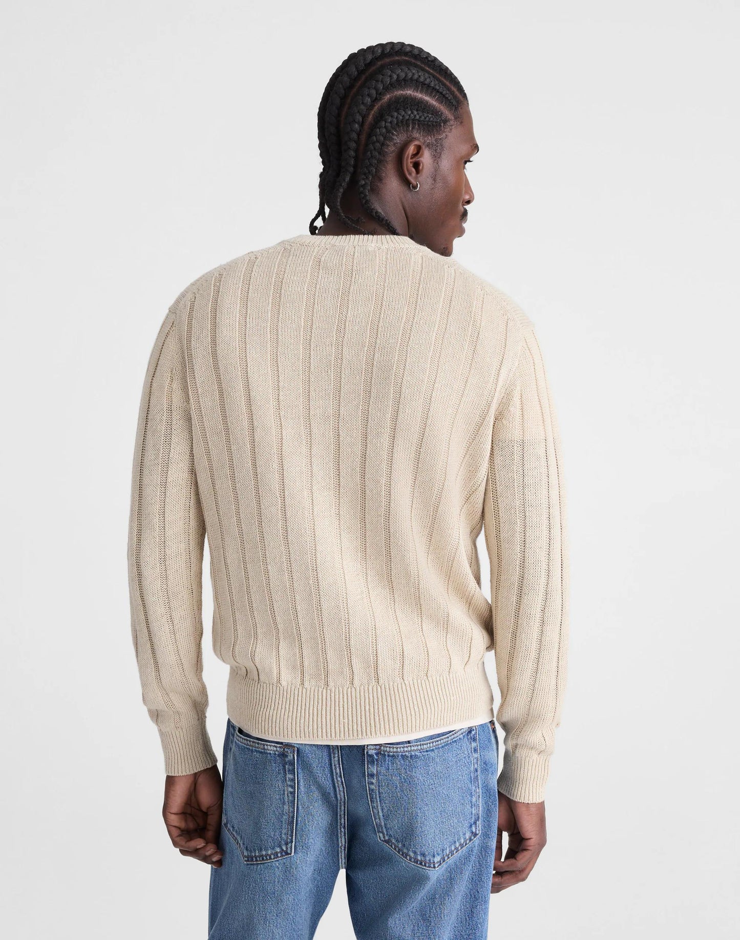 Crewneck Sweater in DuneRib Linen Natural | Madewell